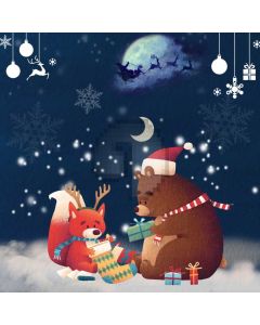 Animal Moon Santa Claus Computer Printed Photography Backdrop LMG-978