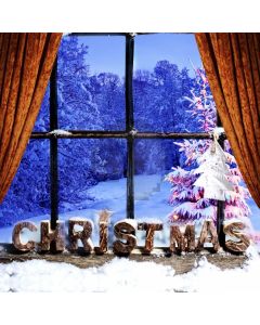 Curtain Tree Fir Window Computer Printed Photography Backdrop LMG-990