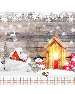 Snowman House Light Snowflake Computer Printed Photography Backdrop LMG-999