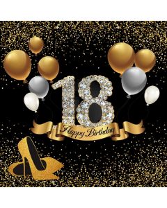 18Birthday Goldenballoon Computer Printed Photography Backdrop MSL-097
