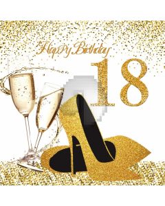Birthday 18 Golden Heel Computer Printed Photography Backdrop MSL-102