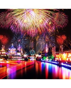 New Year Fireworks Long Sea Computer Printed Photography Backdrop MSL-127