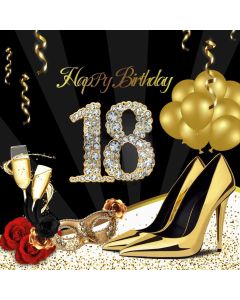 Birthday Party Golden Balloon Computer Printed Photography Backdrop MSL-142