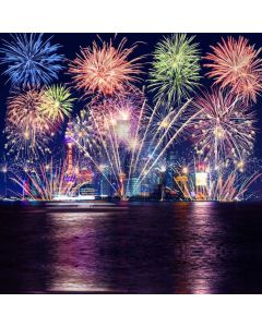 Fireworks Sea Building Computer Printed Photography Backdrop MSL-146