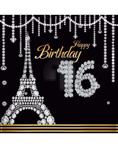 Birthday Party 16Th Tower Diamonds Computer Printed Photography Backdrop MSL-153