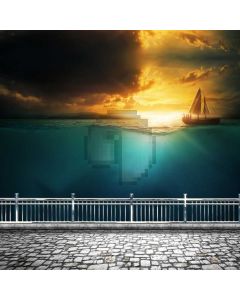 Nature Ship Rail Huge Sea Computer Printed Photography Backdrop MSL-170