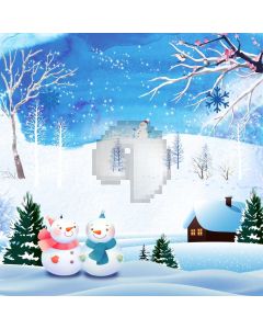 Snowman Fir House Computer Printed Photography Backdrop MSL-180