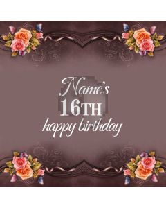 Birthday Party Grey Color Flower 16Th Computer Printed Photography Backdrop MSL-194