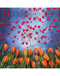 Flower Red Heart Tulip Computer Printed Photography Backdrop MSL-204