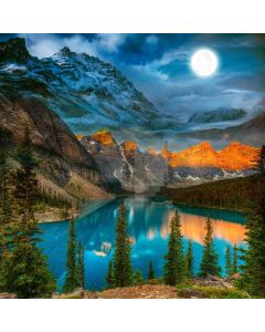 Hills Tree Full Moon Lake Computer Printed Photography Backdrop MSL-211