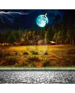 Lightning Forest Full Moon Shack Computer Printed Photography Backdrop MSL-213