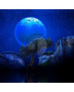 Full Moon Tree Hill Night Computer Printed Photography Backdrop MSL-214