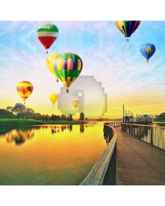 Balloons Lake Sky Long Bridge Computer Printed Photography Backdrop MSL-222
