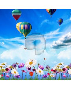 Hot Air Balloon Flower Bee Sky Computer Printed Photography Backdrop MSL-237