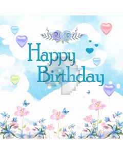 Happy Birthday Flower Heart Computer Printed Photography Backdrop MSL-249