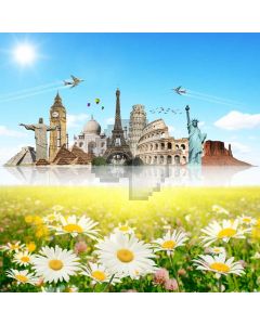 Flower Plane Leaning Tower Of Pisa Computer Printed Photography Backdrop MSL-250