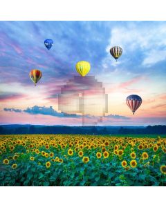 Sunflowers Hot Air Balloon Cloudy Weather Computer Printed Photography Backdrop MSL-267