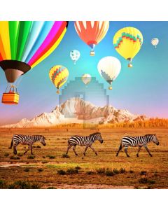 Zebra Balloons High Sky Yellow Grassland Computer Printed Photography Backdrop MSL-300