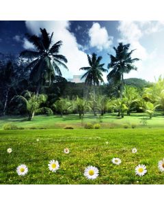 Tropical Trees Daisy Grass Computer Printed Photography Backdrop MSL-306
