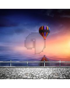 A Huge Balloon Vast Sea Silver Rail Computer Printed Photography Backdrop MSL-310