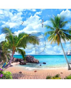 Seasides Palm Tree Island Shell Computer Printed Photography Backdrop MSL-317