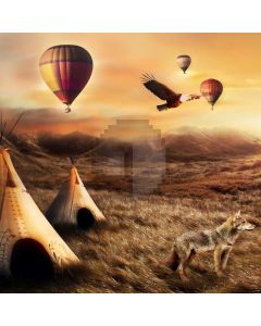 Wolf Eagle Balloon Mountains Computer Printed Photography Backdrop MSL-356