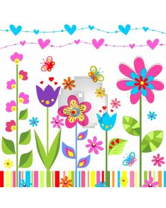 Flower Beautiful Butterfly Green Leaves Computer Printed Photography Backdrop MSL-361