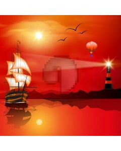 Lighthouse Sundown Ship Water Computer Printed Photography Backdrop MSL-364