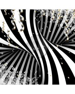 Black And White Ribbon Drops Computer Printed Photography Backdrop MSL-365