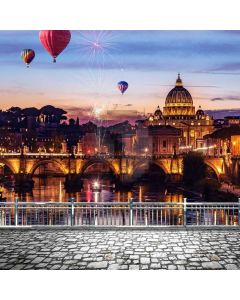 Fireworks River Palace Hot Air Balloon Computer Printed Photography Backdrop MSL-366