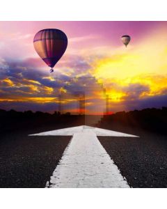 Hot Air Balloon Sunset Track Computer Printed Photography Backdrop MSL-411