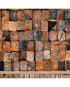 Wooden Block Wall Computer Printed Photography Backdrop S-1101