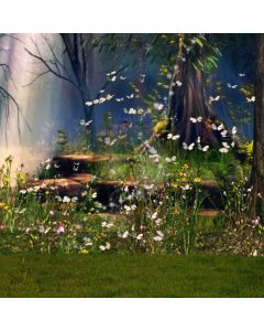 Butterflies In Forest Computer Printed Photography Backdrop S-1839