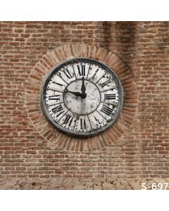 Clock Brick Wall Computer Printed Photography Backdrop S-697