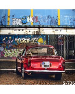 Graffiti Wall With Car Computer Printed Photography Backdrop S-736