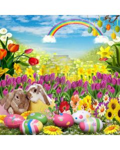 Lovely Rabbits Computer Printed Photography Backdrop XLX-226