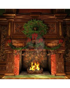 Christmas Fireplace Digital Printed Photography Backdrop YHA-129