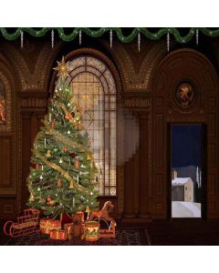 Christmas Tree And Church Digital Printed Photography Backdrop YHA-148