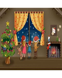 Indoor Christmas Tree Digital Printed Photography Backdrop YHA-463