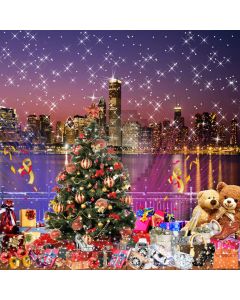Christmas City Night Computer Printed Photography Backdrop ZJZ-008