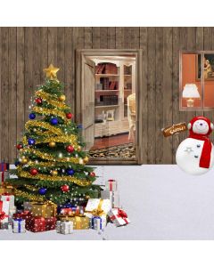 Christmas Tree Outside The House Computer Printed Photography Backdrop ZJZ-016