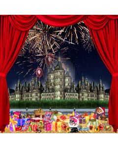 Firework Avove The Castle In Christmas Night Computer Printed Photography Backdrop ZJZ-033