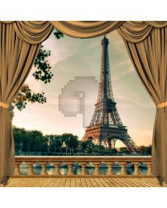 Evening Side Eiffel Tower View From Balcony Computer Printed Photography Backdrop ZJZ-037