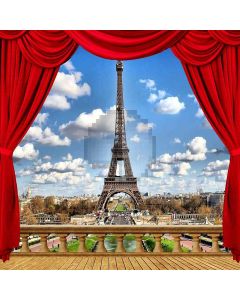 Eiffel Tower View From Balcony Computer Printed Photography Backdrop ZJZ-039