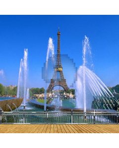 Eiffel Tower With Fountain Computer Printed Photography Backdrop ZJZ-040