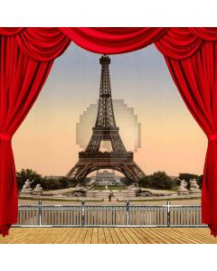 Evening Eiffel Tower View From Balcony Computer Printed Photography Backdrop ZJZ-041