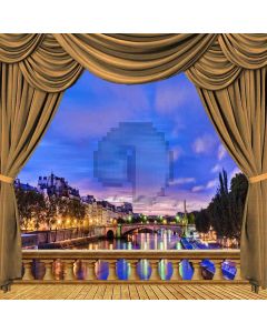 Riverside Night View From Balcony Computer Printed Photography Backdrop ZJZ-046