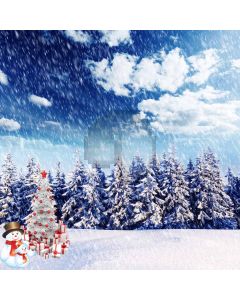 Heavy snow covered pines Computer Printed Photography Backdrop ZJZ-065