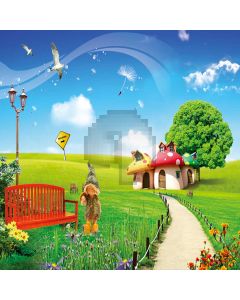Vast grasslands lovely cottages Computer Printed Photography Backdrop ZJZ-481