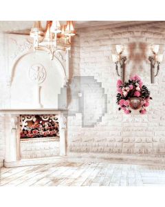 Fireplace With Flowers Computer Printed Photography Backdrop ZJZ-625